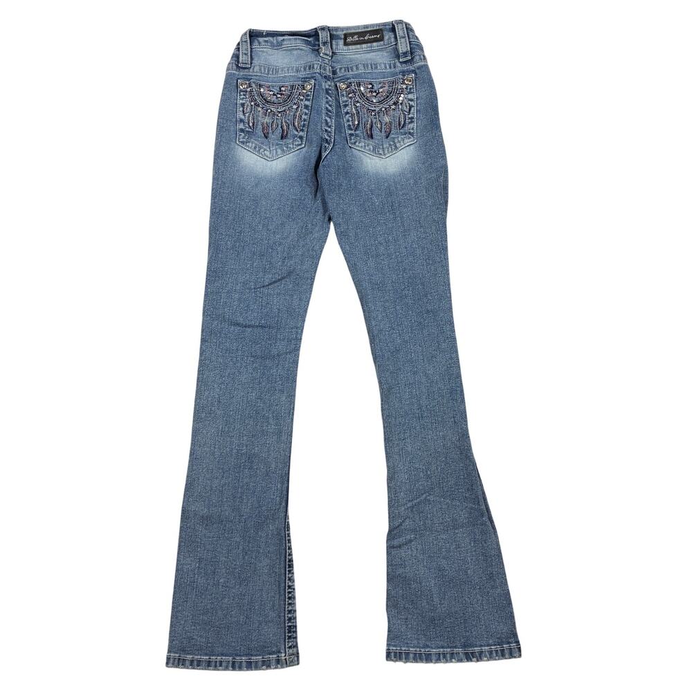 Stella in Dreams Jeans 1/25 Womens Midrise Bootcut Embroidered Studded Sequin